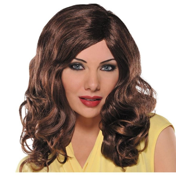 Womens Long Wavy Brunette Wig - Picture 1 of 4